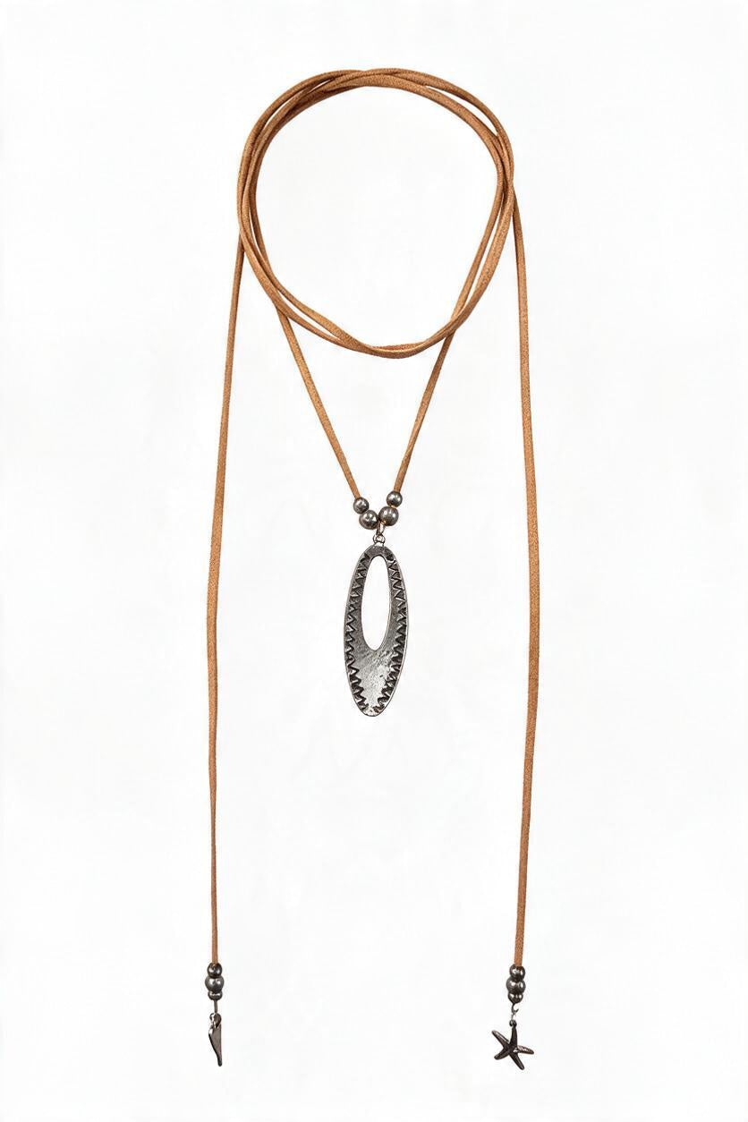 Oval on Tan Leather Necklace
