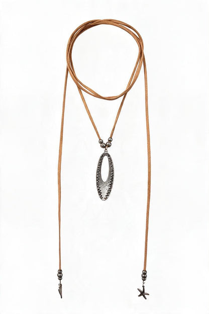 Oval on Tan Leather Necklace
