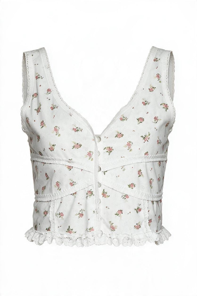 Front Button Floral Top