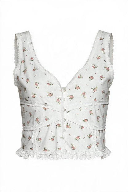 Front Button Floral Top
