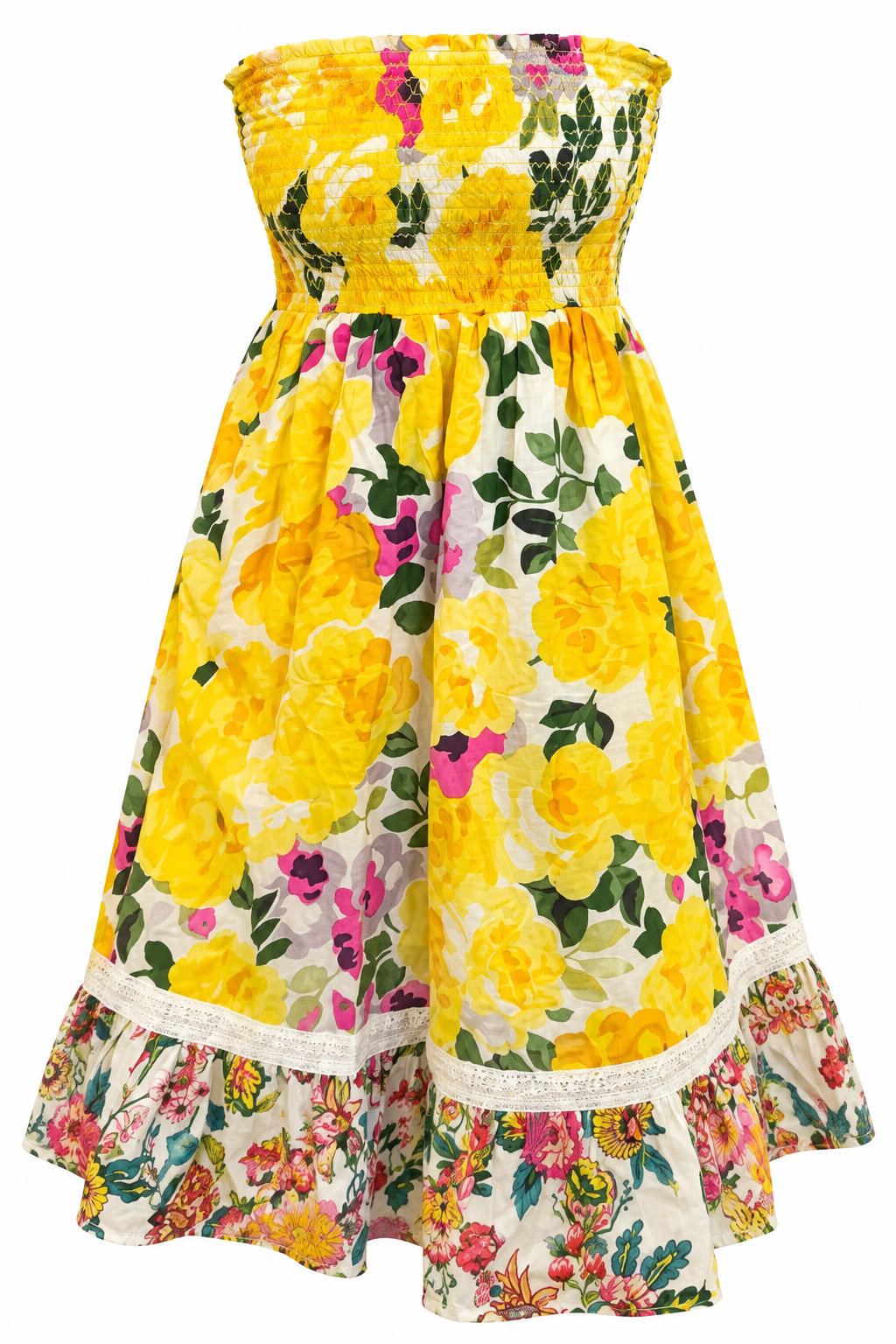 Yellow Floral Midi Dress