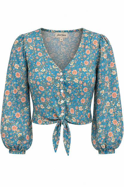 Long Sleeve Boho Tie Top