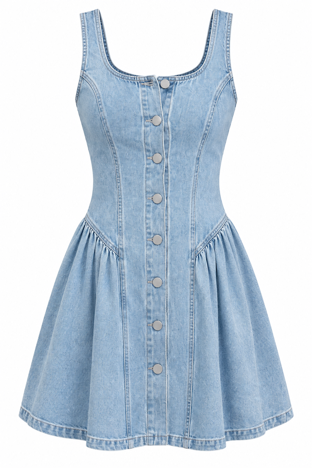 Button Front Denim Dress