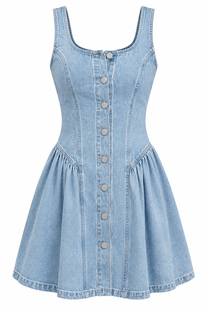 Button Front Denim Dress