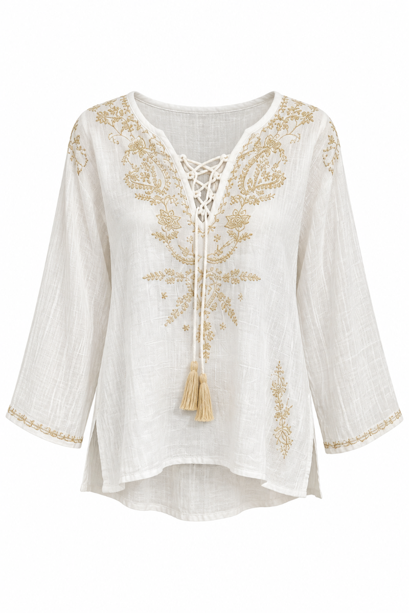 Paisley Embroidery Top