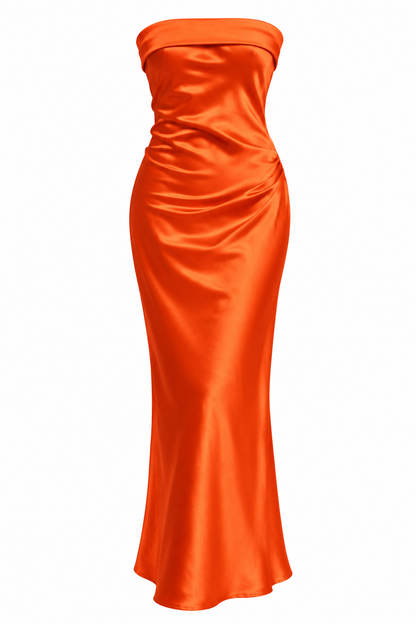 Satin Strapless Maxi