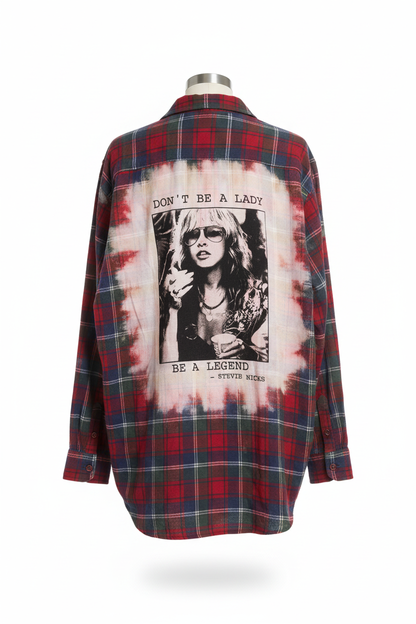 Up Cycled Stevie Nicks Flannel color c6 back view ghost mannequin product image