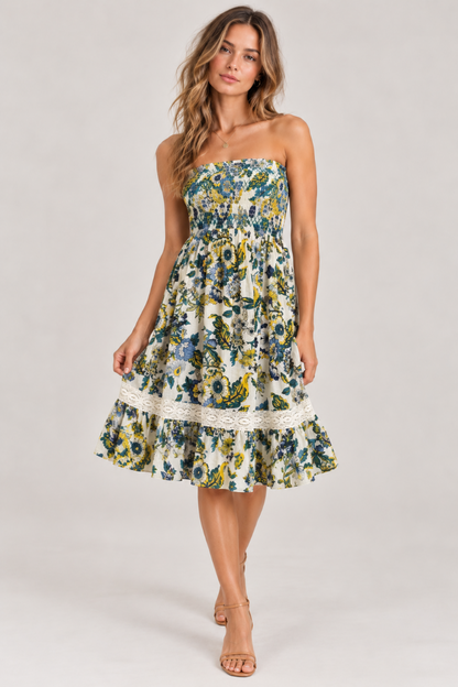 Green Floral Midi Dress