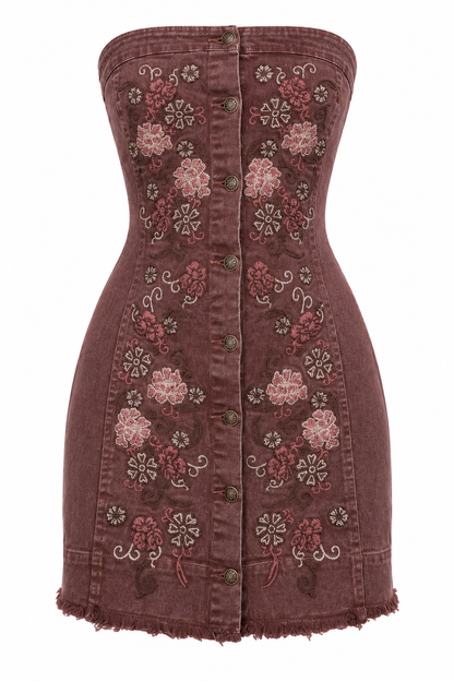 Embroidered Tube Dress
