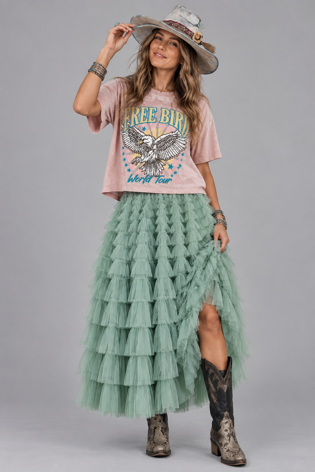 Combo Sized Ruffled Tulle Skirt