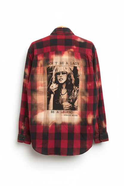 Up Cycled Stevie Nicks Flannel color c1 back view ghost mannequin product image