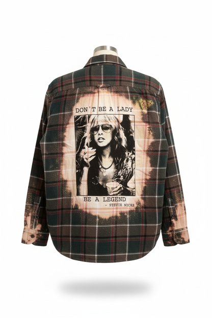 Up Cycled Stevie Nicks Flannel color c4 back view ghost mannequin product image