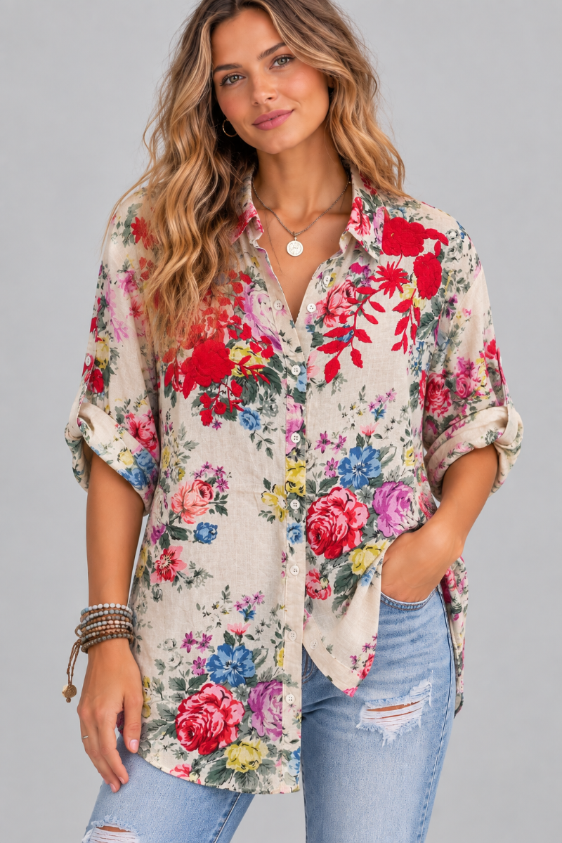 Embroidered Collared Blouse