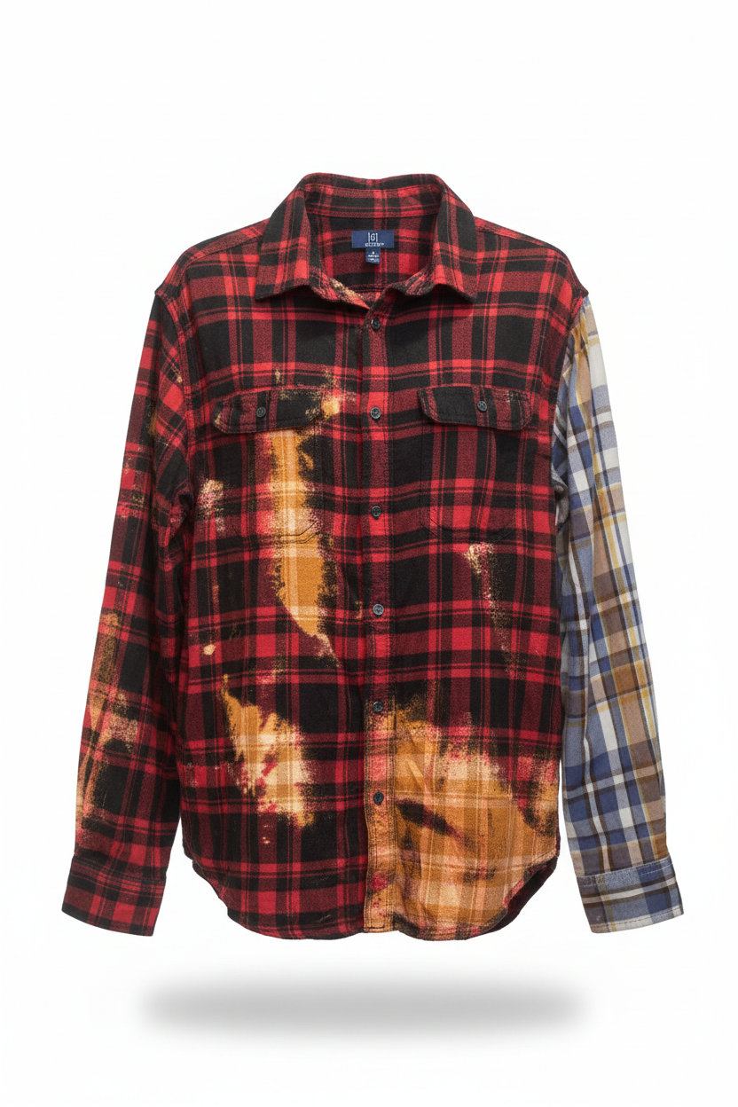 Up Cycled Dolly Flannel ghost mannequin product image, tighter collection-style crop