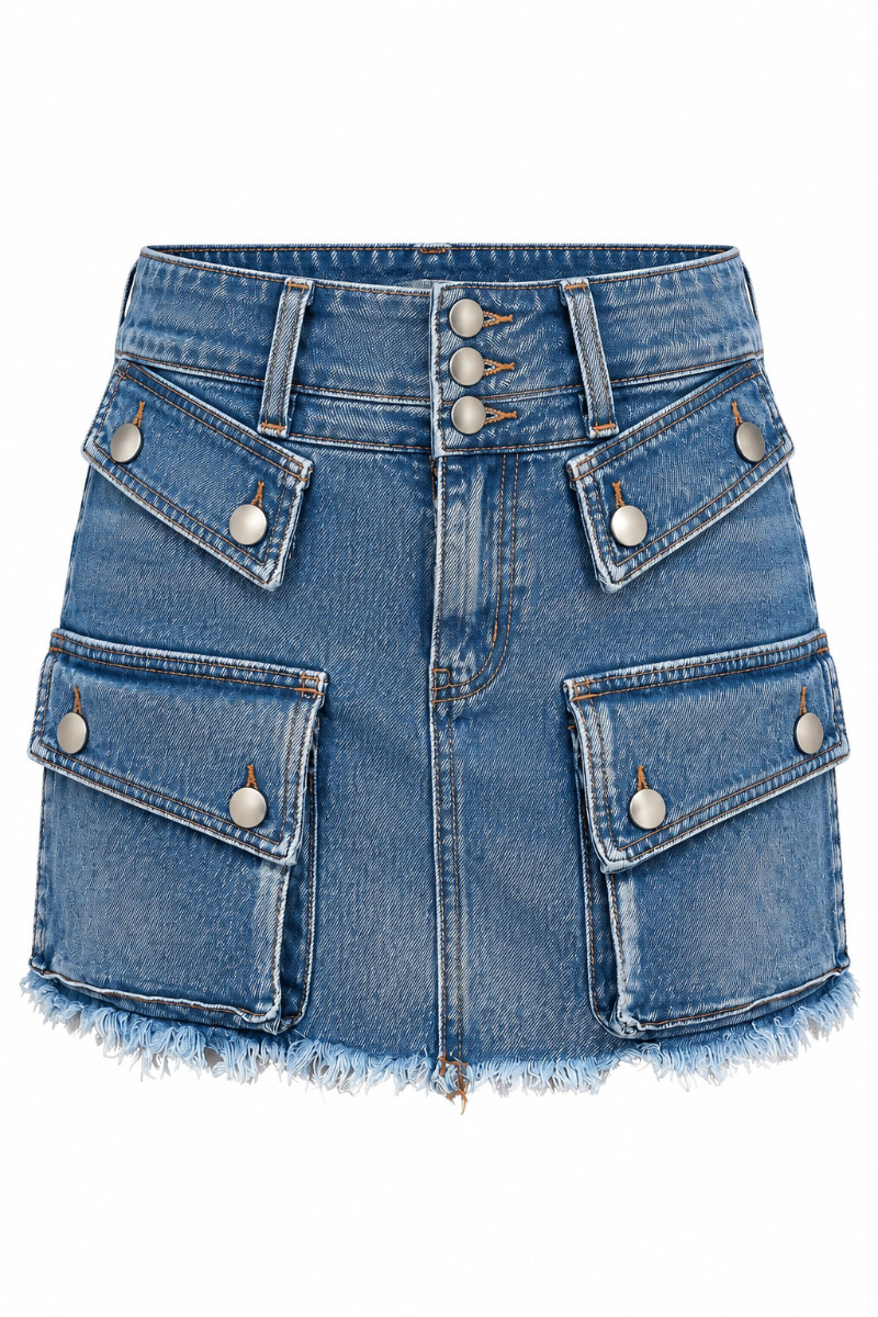 Front Pockets Denim Mini