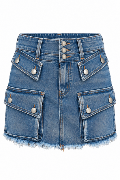 Front Pockets Denim Mini