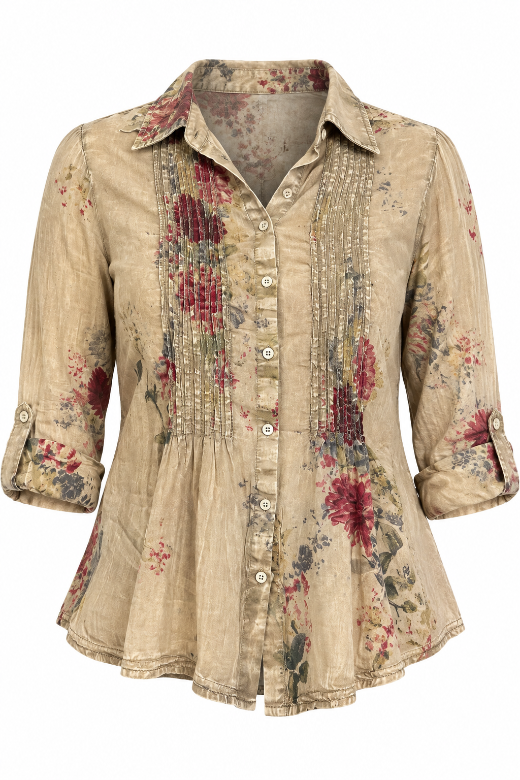 Pleated Floral Blouse