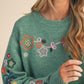 Green Embroidered Sweater