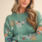 Green Embroidered Sweater