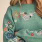 Green Embroidered Sweater
