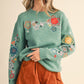 Green Embroidered Sweater