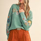 Green Embroidered Sweater