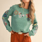 Green Embroidered Sweater