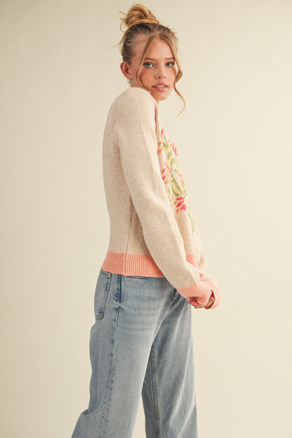 Coral Band Sweater