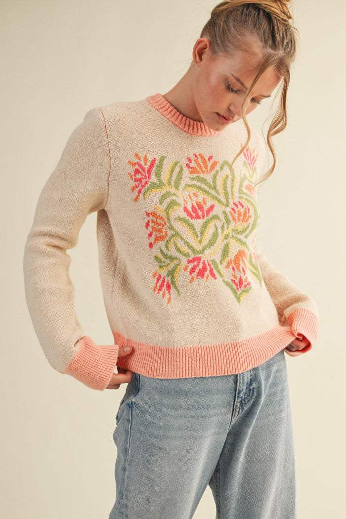 Coral Band Sweater