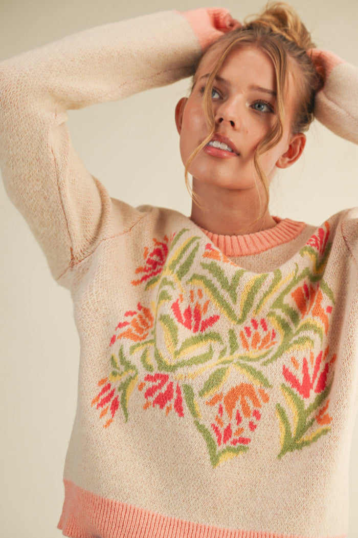 Coral Band Sweater