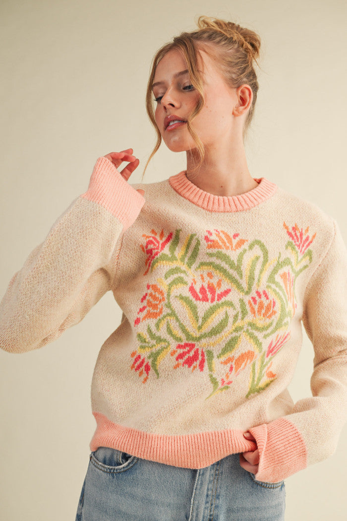 Coral Band Sweater