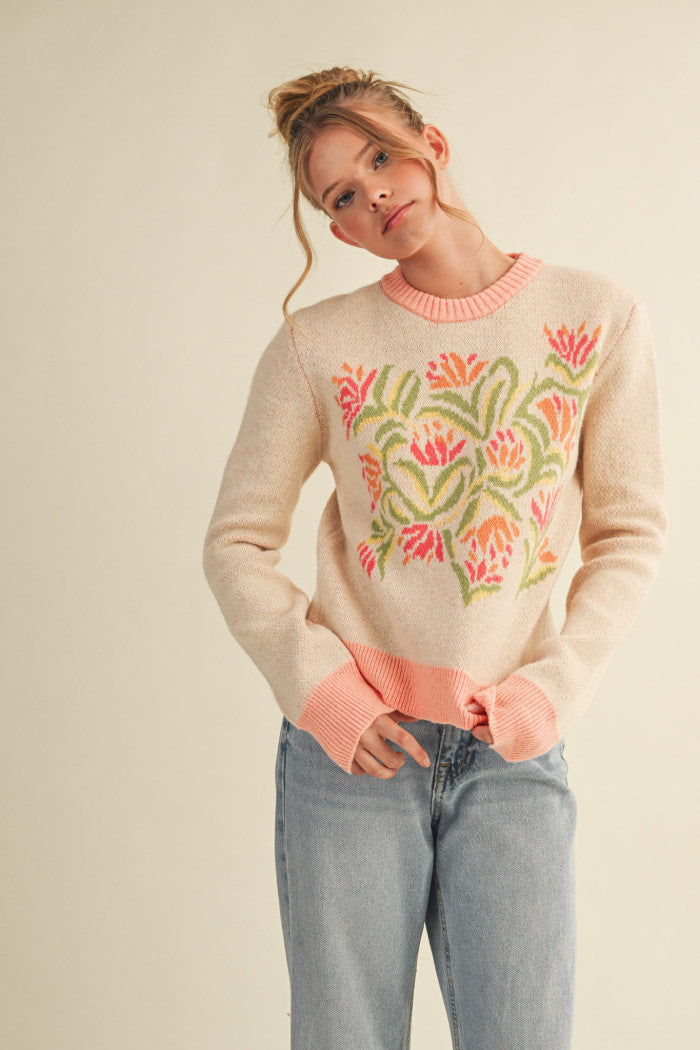 Coral Band Sweater