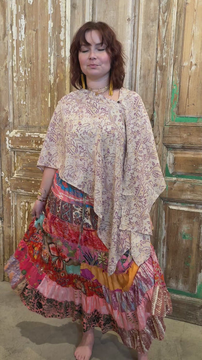 Boho Patched Maxi Skirt