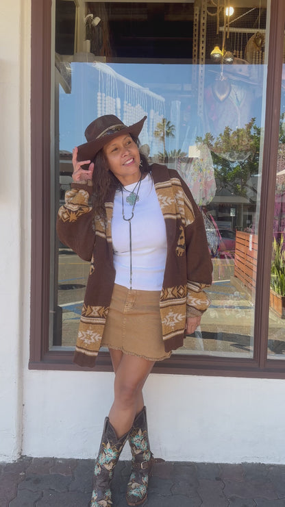 Aztec Horse Cardigan Sweater