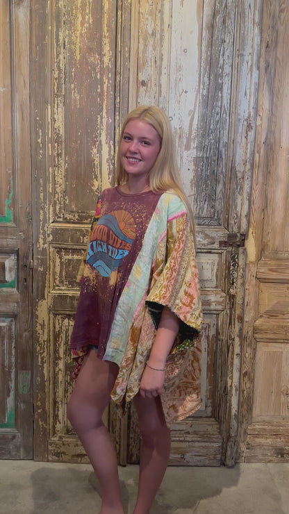 Up Cycled Good Vibes Poncho