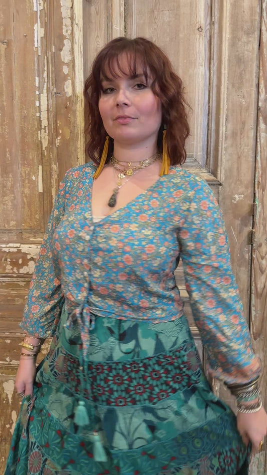 Long Sleeve Boho Tie Top