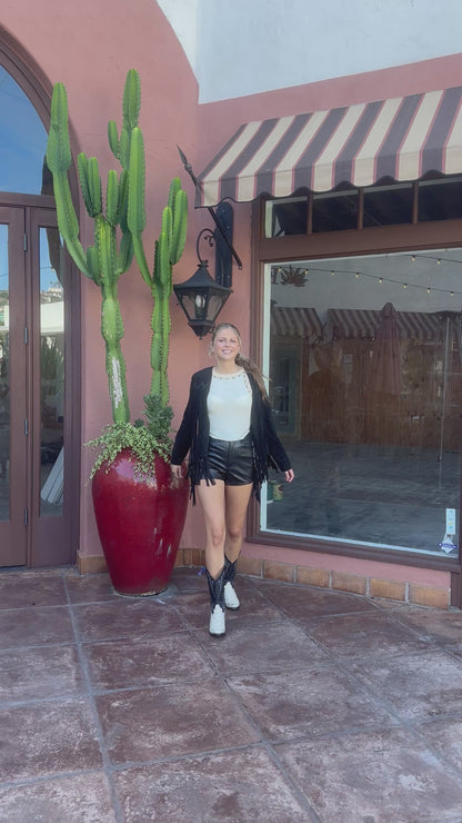 Vegan Side Fringe Shorts