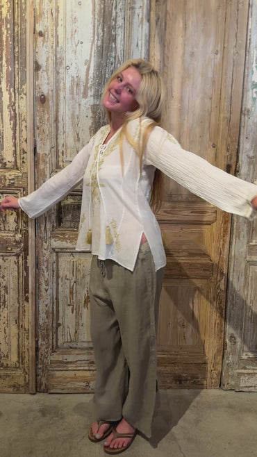 Paisley Embroidery Top