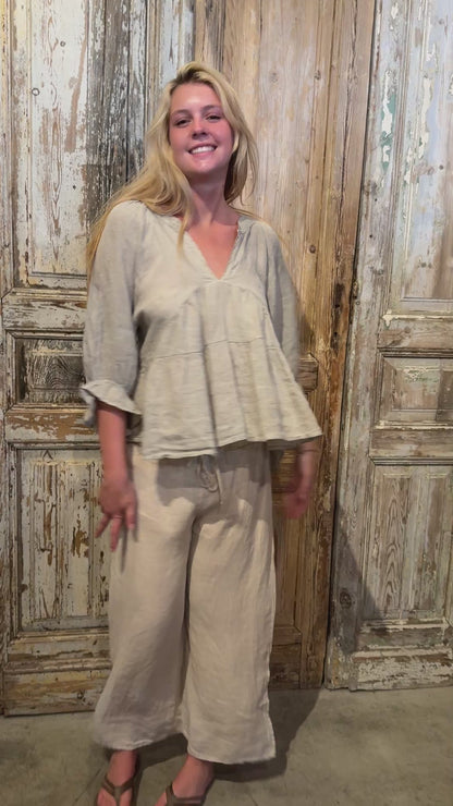 Side Slit Linen Pants