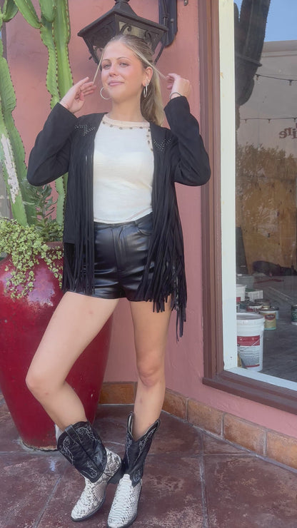 Vegan Side Fringe Shorts