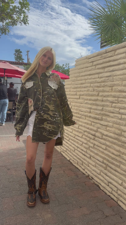 Floral Patched Camo Shacket