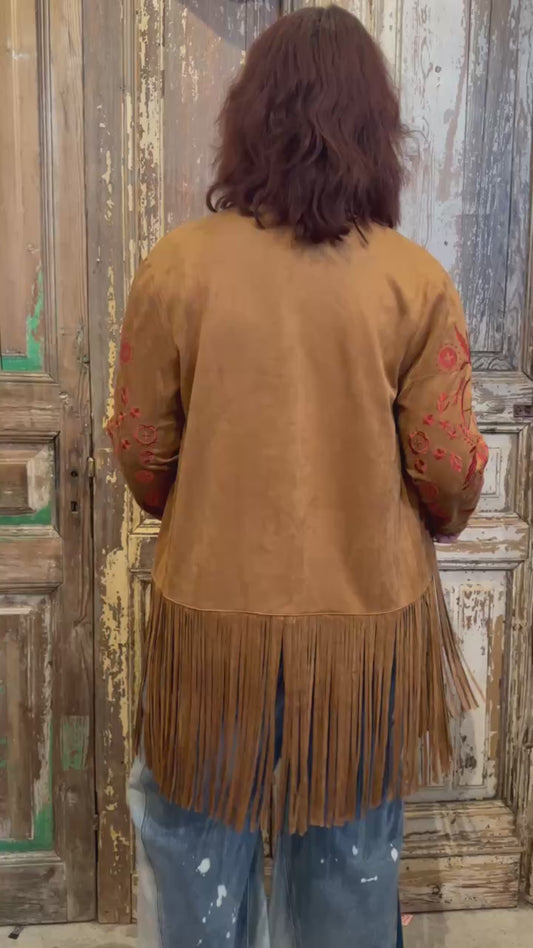 Embroidered Suede Jacket