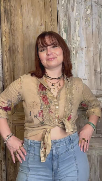 Pleated Floral Blouse