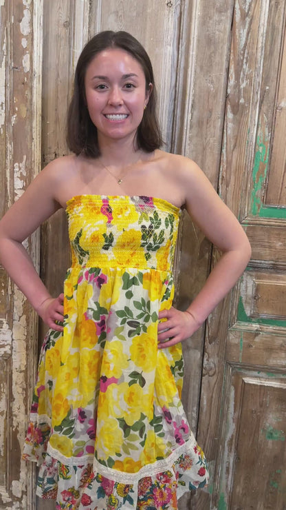 Yellow Floral Midi Dress
