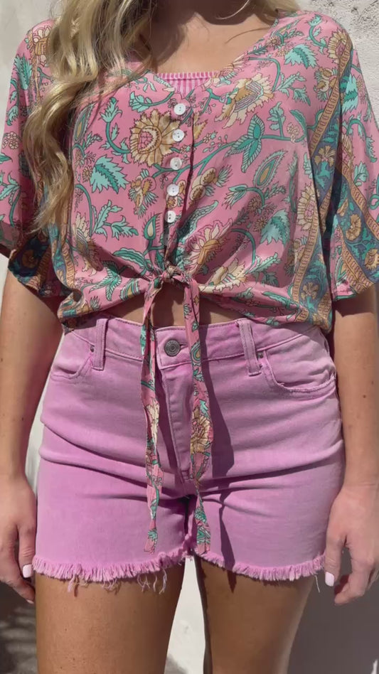 Boho Tie Front Top