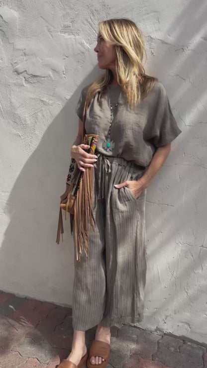 Taupe Linen Top