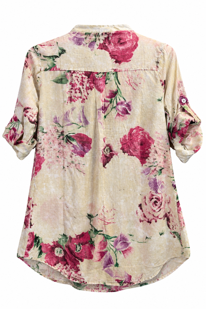 Stitched Mandarin 1/4 Front Blouse