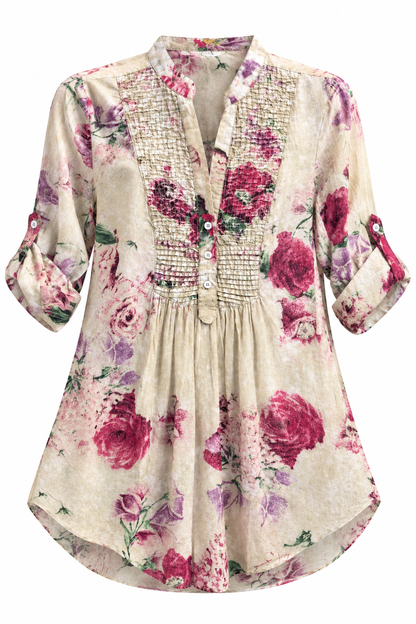 Stitched Mandarin 1/4 Front Blouse