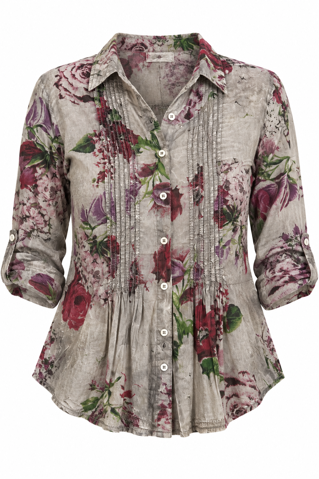 Pleated Floral Blouse