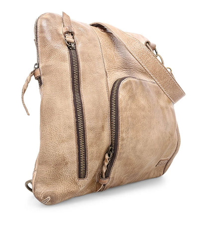 Trestles Clothing Company Bed Stu Aiken convertible leather bag in tan with exterior zip pockets and crossbody strap